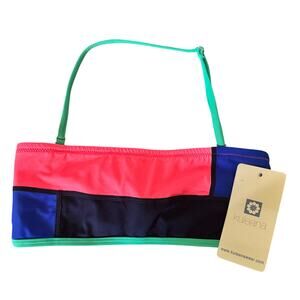 Kuleana bandeau bikini top color-blocking neon pink blue black New With Tags